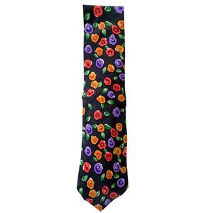 Vintage Silk Club Floral Tie | 100% Silk Made in USA | Retro Necktie 1980s